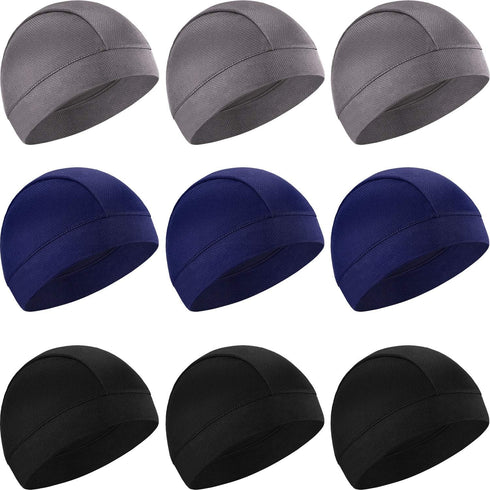 SATINIOR 9 Pieces Cooling Skull Caps Helmet Liner Sweat Beanie Cap Wicking Cycling Running Hat for Men and Women Sports...